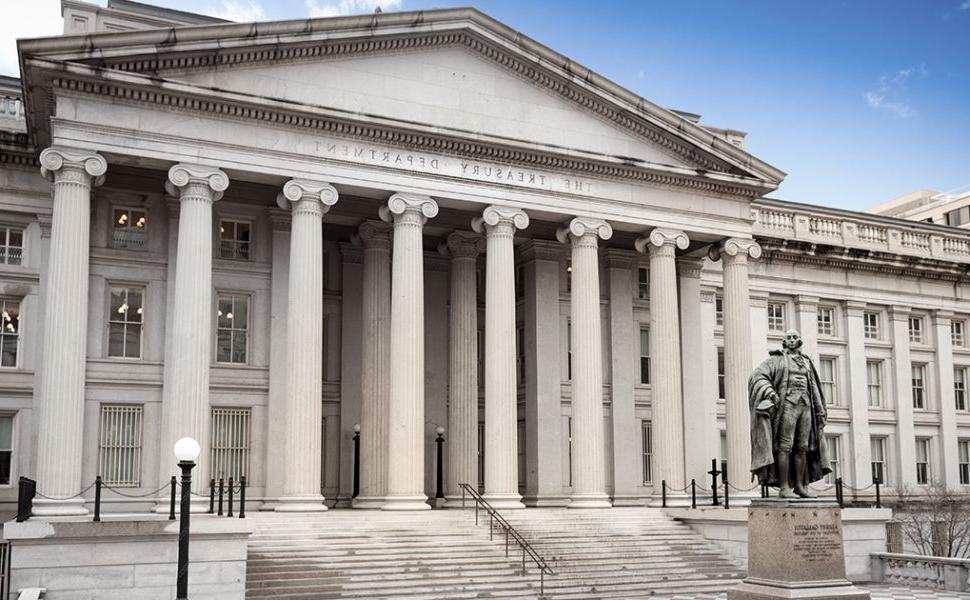 An image of the building housing the United States Treasury